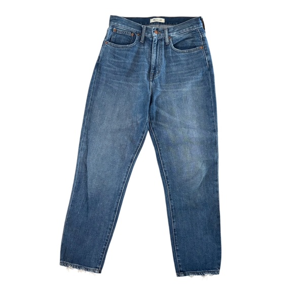 Madewell Women’s The Mom Jean Straight Medium Wash Distressed Ends Size 27 (4) - Picture 1 of 7